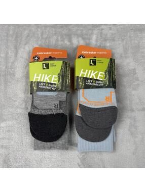 Icebreaker Men Merino Hike Crew Socks Heavy Cushion Wool W-MD Outdoor Bundle 2